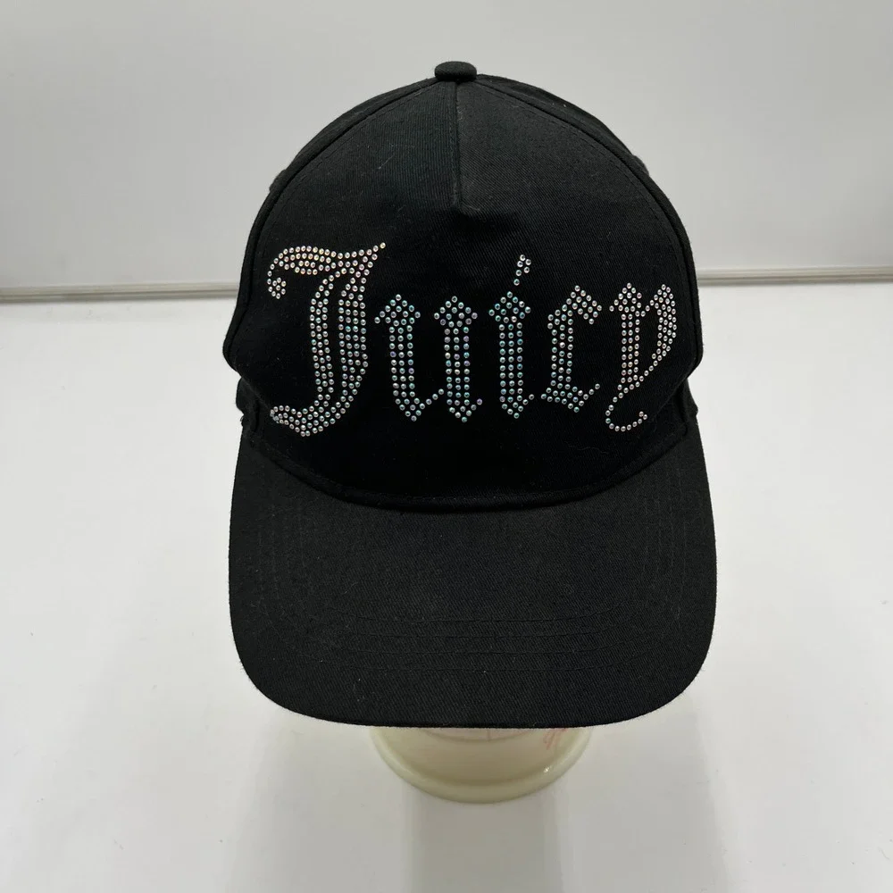 Juicy Couture Baseball Hat Rhinestone Logo Black Y2K Glam‎ Women One Size